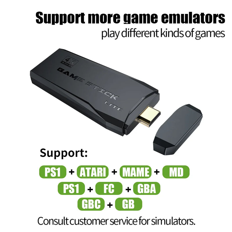 Console de Jogos de Vídeo Portátil 4K, 2.4G - Com Controle Sem Fio